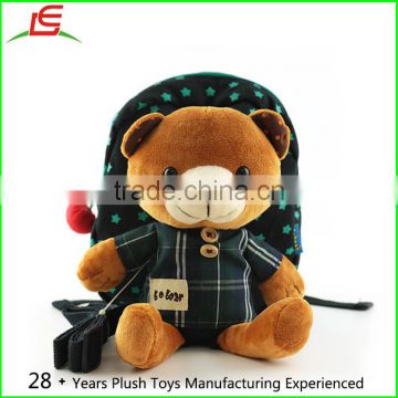 hot sell anti lost fabric backpack with stuffed plush bear