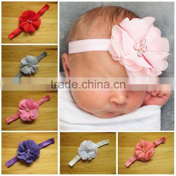 Factory Price Hot Sale ribbon flower cute plain baby headbands kid hair accessory