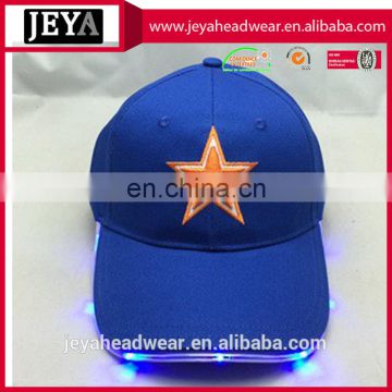 Two color blue Built-functional baseball capFront star embroidered baseball cap with multi-in led light