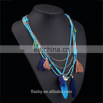 New Fashion Feather Women Necklace Beaded Necklace Chains Jewelry photo-3