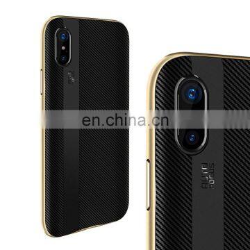 Blade Series Detachable PC Frame and Carbon Fiber TPU Back Cover Case for iPhone X - Gold