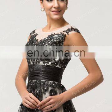 Grace Karin Cap Sleeve Gray Elegant Short Prom Dress CL007581 photo-2