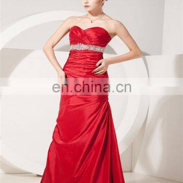 New Arrival Red Sweetheart Sleeveless Evening Gowns Beaded Floor Length Ruched Mother Of The Bride Dress photo-2