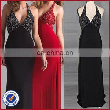 In stock Long black sexy long evening dresses