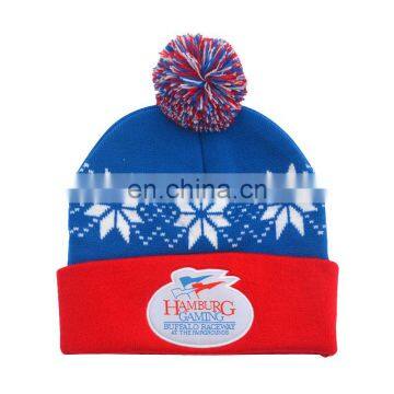 Wholesale Cheap Custom Winter Pom Pom Knitted Acrylic Beanie Hat With Logo