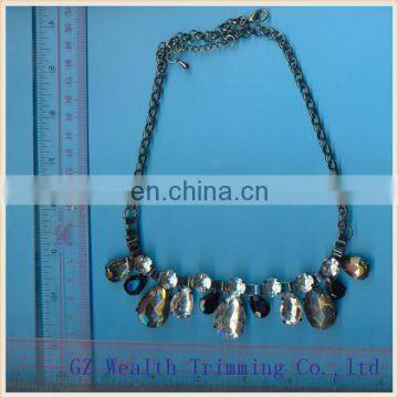 Fashion necklace manufacturers gold plated alloy zinc, resin,acrylic necklace