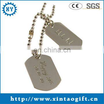 Sterling Silver Mens Hand Engraved Double Dog Tag