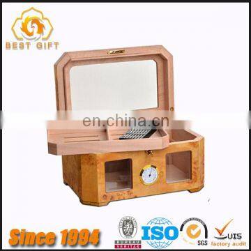 Luxury SUPERB Quality Large Humidor Cigar Box with Glass Lid Hygrometer and Humidifier