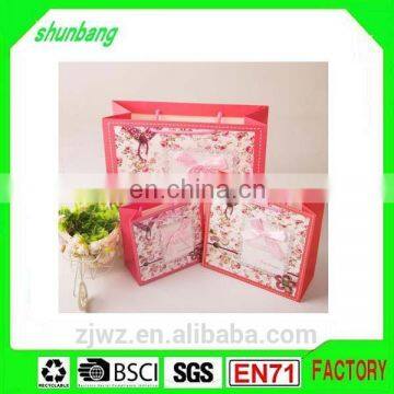 2015 flower pattern laminated door gift food grade Paper hand Bag