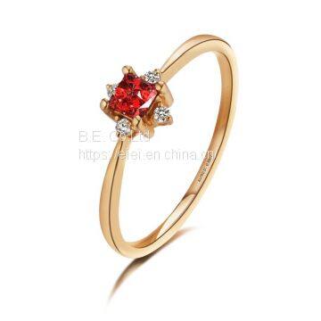Fire Opal Clover Ring Gold Fashion Jewelry for Women photo-2