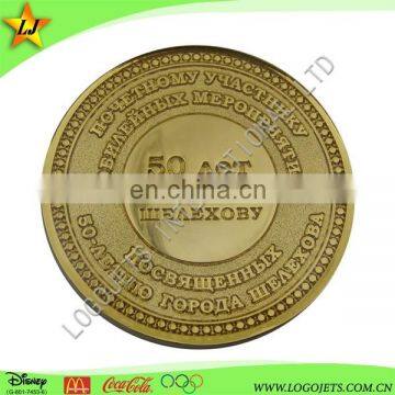 Custom metal coins supplier alloy gold plated coin