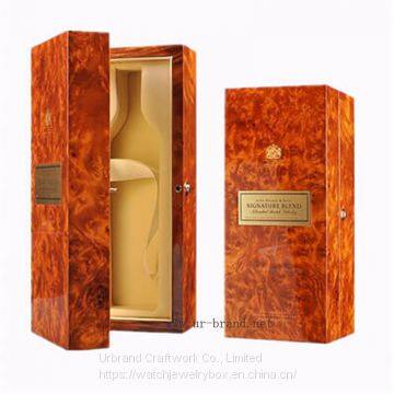 Luxury wholesale Single Bottle Wine Gift Packaging Customized Logo Solid Wooden Wine Bottle Boxes