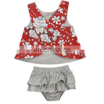 Toddler Infant Baby Girls Floral Summer Print T-shirt Tops And bloomers Shorts Pants Outfit Clothes