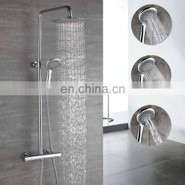Luxury Thermostiatic Mixer Faucet Brass Diverter Adjustable Height Shower Bar With Rain Shower Head and Hand Shower photo-4