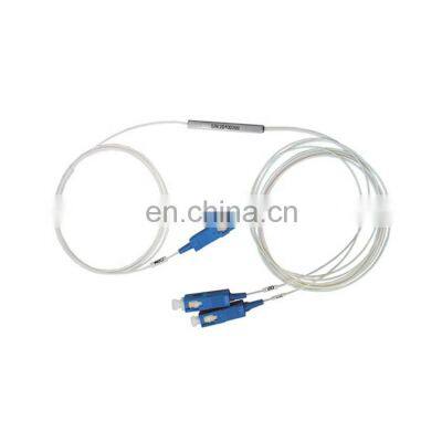 Manufacturer Mini Steel Tube FTTH 0.9 mm 1x2 SC/UPC PLC Fiber Optic Splitter