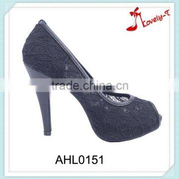 Hollow out lace brand new design beeptoe party wear high heels dress shoes