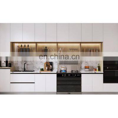 2021 NEW MODERN WHOLE HOUSE CUSTOMIZATION DESIGN MINI HANDLELESS INEXPENSIVE PREMIUM WHITE LACQUER KITCHEN CABINET