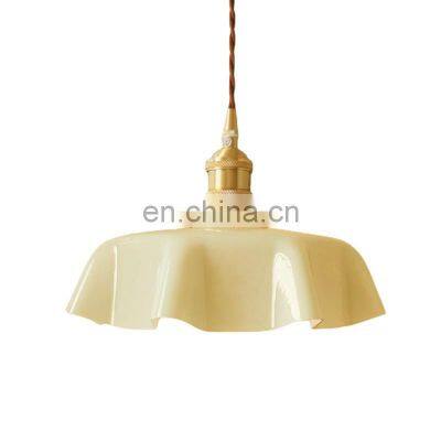 French Milk Glass Pendant Light For Restaurant Balcony Bedroom Bedside Aisle Lighting LED Hanging Lamp