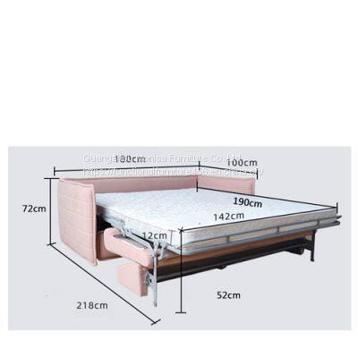 Multifunctional Apartment Sofa Bed Fabric Three-Person Living Room Sofa Art Push-Pull Bed photo-3