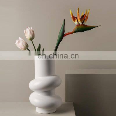 Custom Nordic Boho Vase Creative Irregular Home Decor Flower Ornaments White Porcelain Ceramic Vase Pot For Gift Set Ceramic photo-2