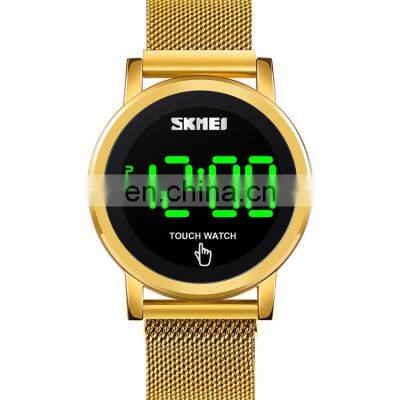 New Arrival Skmei 1668 Luxury Gold Led Digital Watch Men Mesh Strap Original Factory Wholesale Price