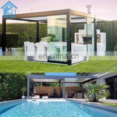 Waterproof Feature Garden Aluminium Gazebo Pergola System Waterproof Louvre Roof