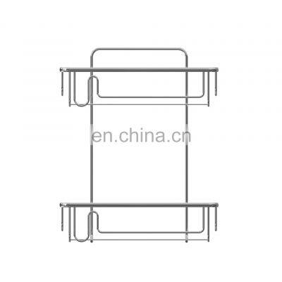 2 Tier Stainless Steel Wire Rack Wall Mounted Adhesive Magic Sticker Bathroom Storage Shelf Rack photo-2