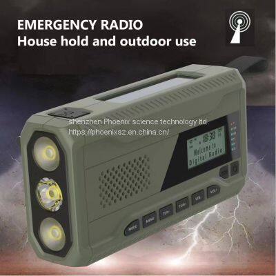 Solar Radio, Portable Crank Radio, Dynamo Radio With DAB FM, Integrated 4500 MAh Rechargeable Battery, 4 Modes, LED Torch, LED Reading Light With Motion Sensor, SOS Alarm for Outdoor photo-4