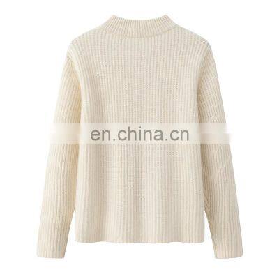 Luxury Women's Zip-Up Fashion Rib Knit Thick Pure Cashmere Sweater Stand Collar Solid Pattern Casual Pockets Winter Collection photo-2