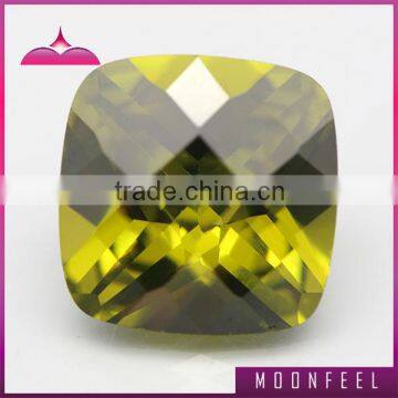 wuzhou peridot square cut zirconia gemstone