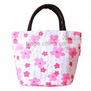 2014 new design flower girl lunch snack tote bag, portable and waterproof