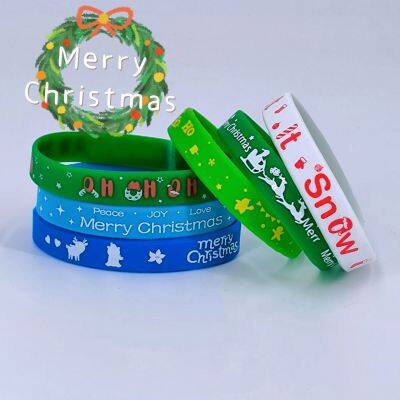 2024 Customized High Quality Rubber Silicone Bracelet Holiday Decoration Christmas Silicone Wristband photo-3