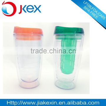 Wholesale double wall plastic mug with infuser