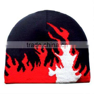 fashion knitted print fire beanie