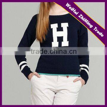 2014 fashionable crew neck uniform freestyle women pullover sweater