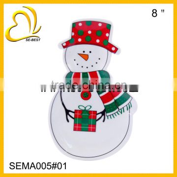 melamine christmas plate;snowman shape melamine plate