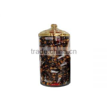 Glass Dragee Jar With Brass Cover, Candy Pot, Spice Jars SK1619 photo-4
