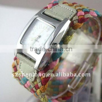 knit strap square face watch