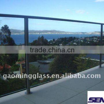 10mm&12mm Clear Toughened Laminated Glass Balustrade/Handrail/balcony railing designs