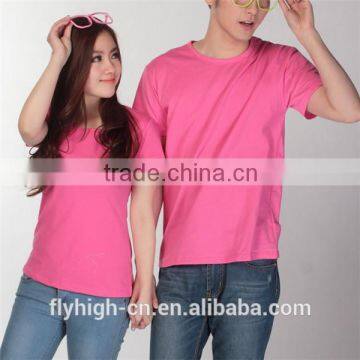 Printing Logo Unisex Pink Round Neck Short Sleeve T Shirt