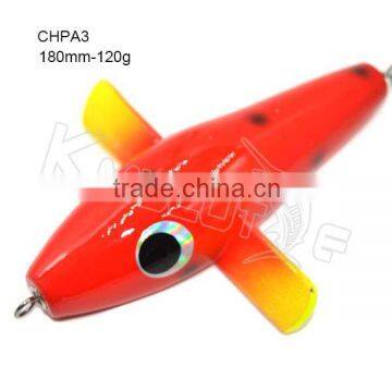 Chentilly CHPA3 red color big eye wing wood bird fishing lure trolling wooden plane lure