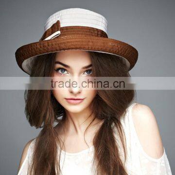 coffee and ivory brim fabric hats for holiday on sale