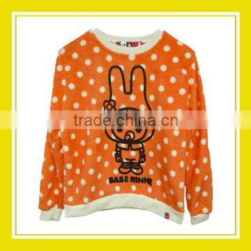 2016 Fashion Products Bros Baby Rinne Women Printed Long Sleeve Orange White Dotted Fleece Sweater