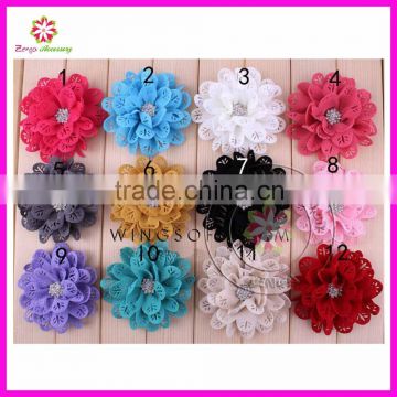 3.8" Fabric eyelet flower hair accessory, eyelet chiffon flower, hair accessories silk flower