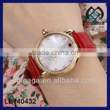 Beautiful ladies watch diamond accent watch /yellow gold plated diamond watch