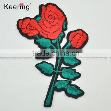 17.3*11.5cm embroidery rose applique with leaf for decoration WEF-071