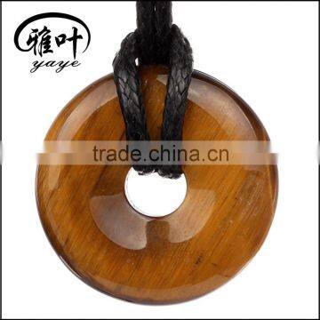 Wholesale natural semi precious Yellow Tiger eye Donut Pendant