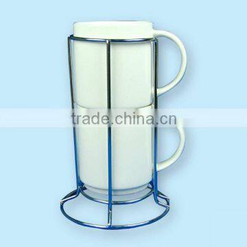Bone China Mug Set 2 w/ Metal Frame/ Coated Mug/Sublimation Mug/Photo Gift Mug/Photo Mug/Dye sub mug/ Photo Mugs