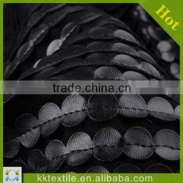 knitting bottom PU leather lace laser cutting italian lace fabric