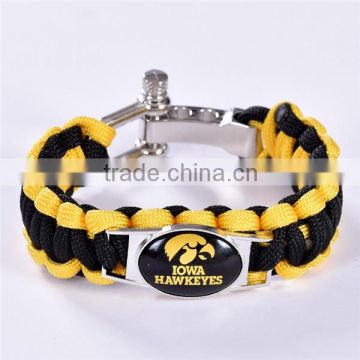 nfl hiking army survival bracelet metal charm paracord bracelet